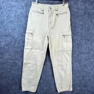 WeWoreWhat Utility Pants Womens 30 Beige Denim Straight Cargo Pockets High Rise